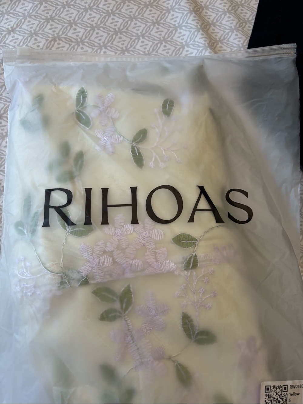 NWT RIHOAS Beige Square Neck Embroidery Slit Slip Mini Dress - Picture 3 of 3